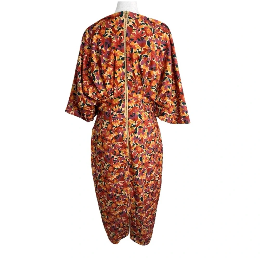 Alexia Admor Mira Floral Midi Dress NWT Size M Batwing Sleeve Dolman - Picture 5 of 8